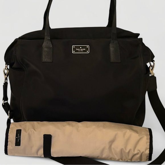 Kate Spade Chelsea Large Baby Tote Diaper Bag & Changing Pad Black, Tan Interior - Picture 16 of 16